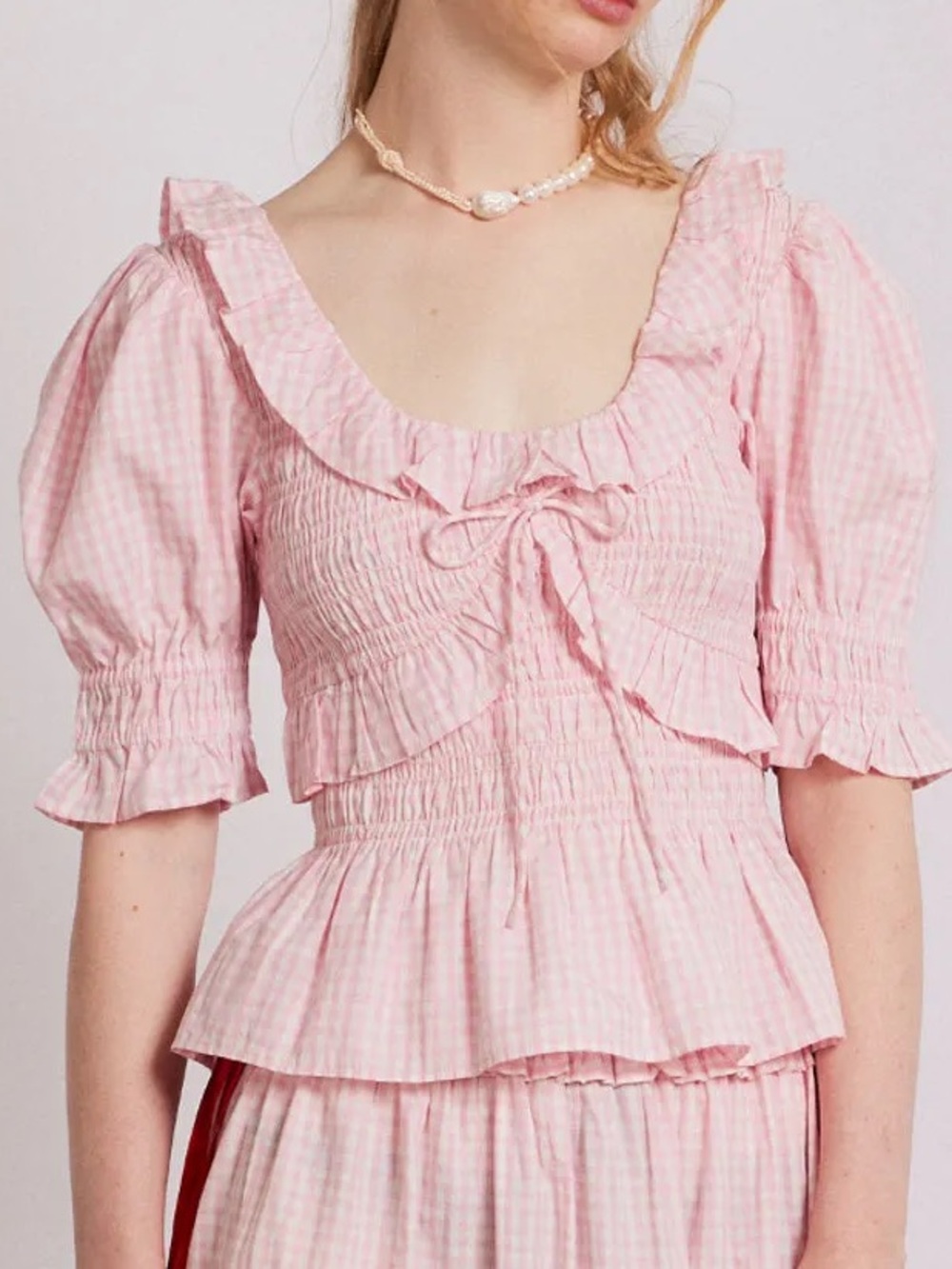 NEW Damson Madder Meghan Blouse Size 8 Pink Gingham Coquette Dainty Cottage core